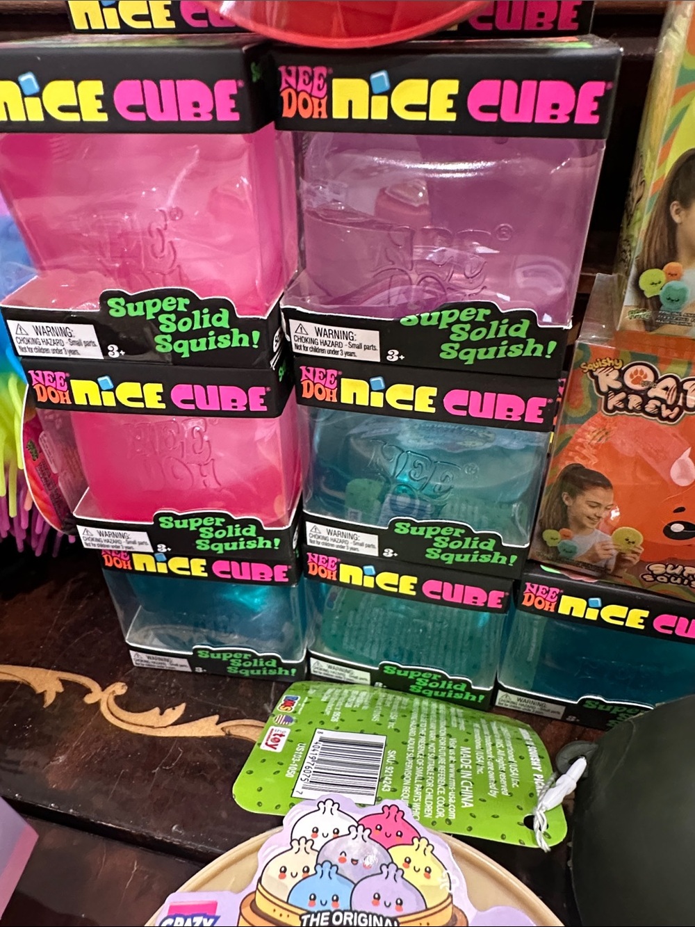 Nice Cube Kids Squishy Toy - Pink & Teal